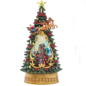 Kurt Adler 13.4-Inch Battery-Operated Musical Water Santa Tree