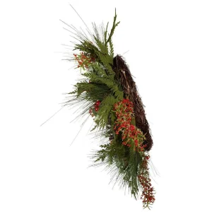 Kurt Adler 24-Inch Berries And Pinecone Ribbon Rattan Wreath
