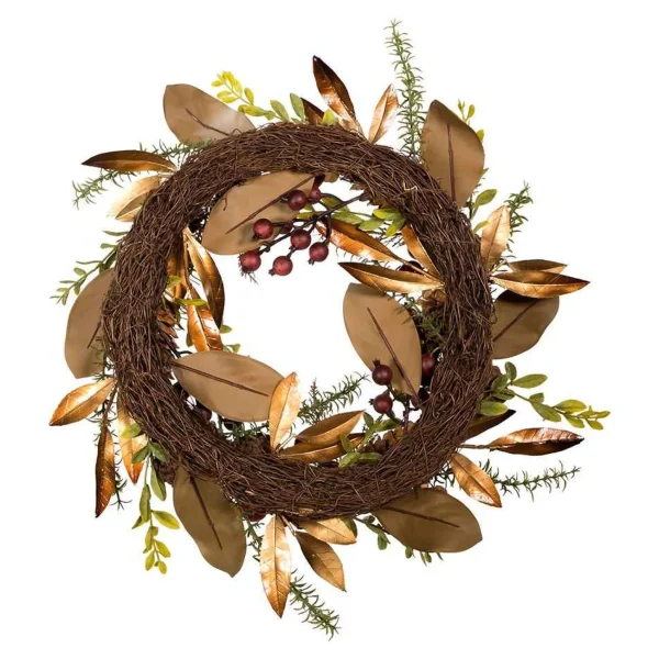 Kurt Adler 24-Inch Berries And Pinecone Burgundy Rattan Wreath