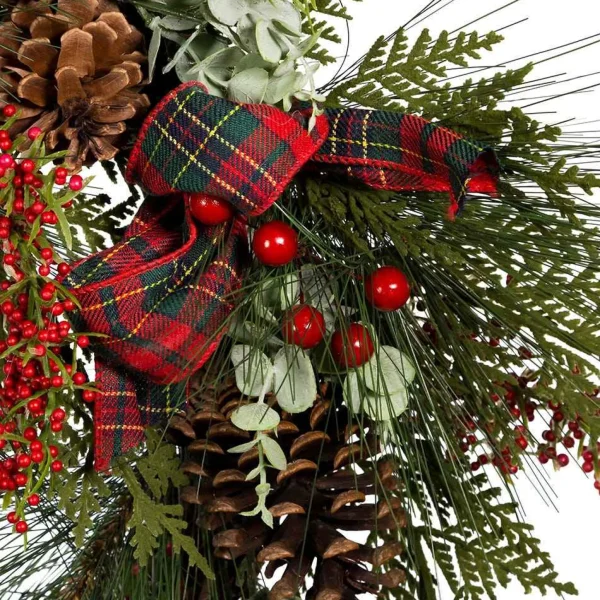 Kurt Adler 24-Inch Berries And Pinecone Ribbon Rattan Wreath