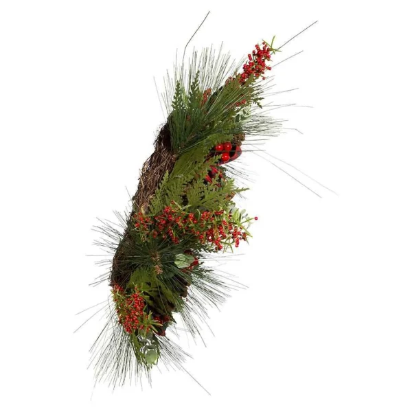 Kurt Adler 24-Inch Berries And Pinecone Ribbon Rattan Wreath