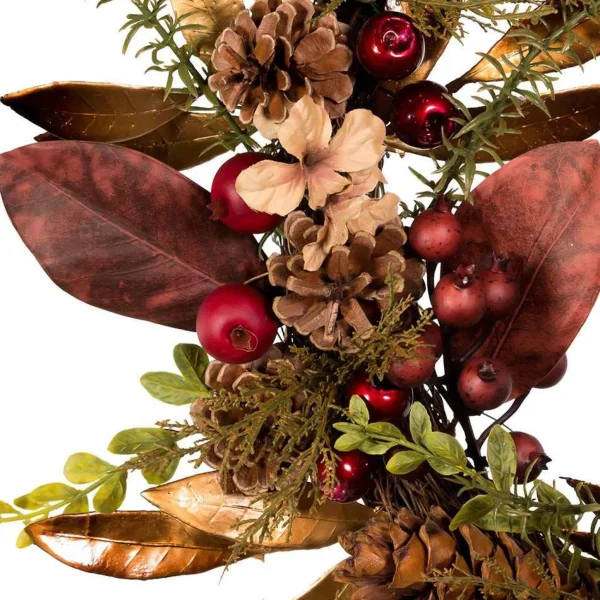 Kurt Adler 24-Inch Berries And Pinecone Burgundy Rattan Wreath