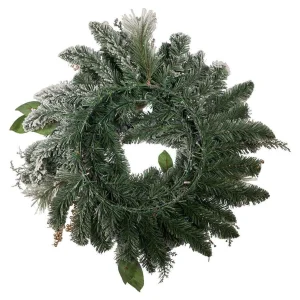 Kurt Adler 24-Inch Blue And Gold Poinsettia Decorated Flocked Wreath