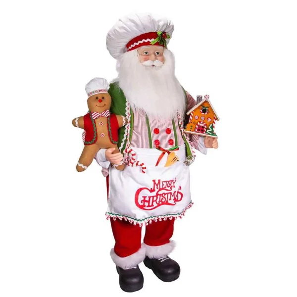 Kurt Adler 40-Inch Christmas Chef Santa With Gingerbread