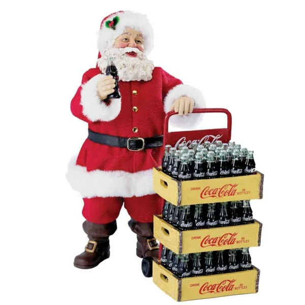 Kurt Adler 10.5-Inch Coca-Cola Santa With Delivery Cart Set Of 2 Pieces