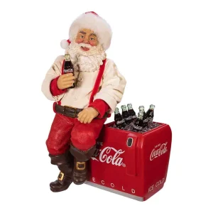 Kurt Adler 10.5-Inch Coca-Cola® Santa Sitting On Cooler Table Piece