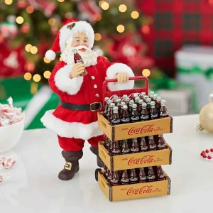 Kurt Adler 10.5-Inch Coca-Cola Santa With Delivery Cart Set Of 2 Pieces