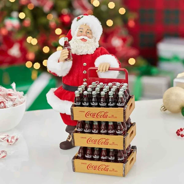 Kurt Adler 10.5-Inch Coca-Cola Santa With Delivery Cart Set Of 2 Pieces