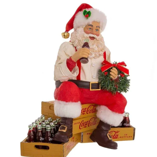 Kurt Adler 9-Inch Coca-Cola Santa Sitting On Crates