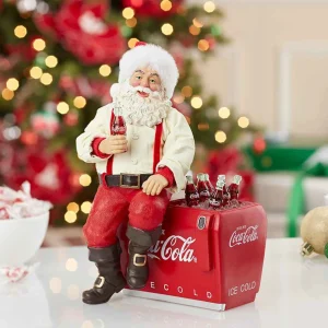 Kurt Adler 10.5-Inch Coca-Cola® Santa Sitting On Cooler Table Piece