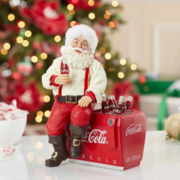 Kurt Adler 10.5-Inch Coca-Cola® Santa Sitting On Cooler Table Piece