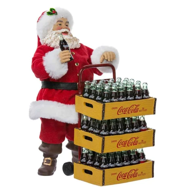 Kurt Adler 10.5-Inch Coca-Cola Santa With Delivery Cart Set Of 2 Pieces