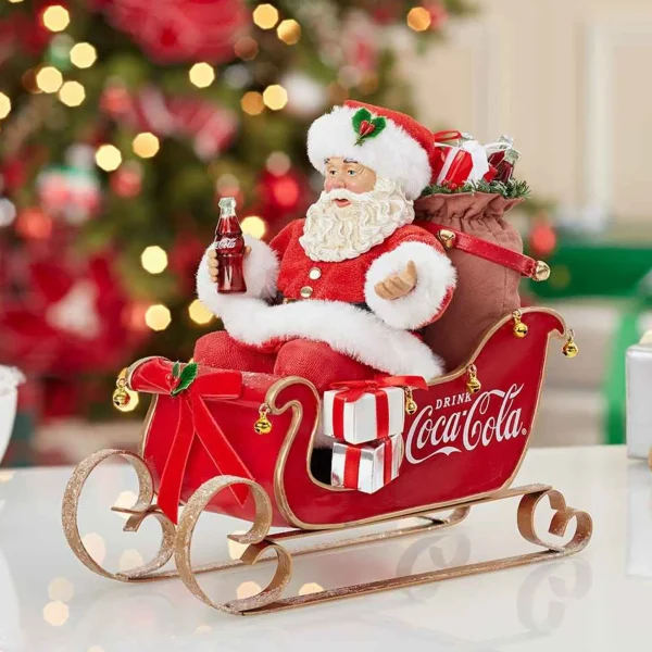 Kurt Adler 10-Inch Coca-Cola Santa In Sleigh Table Piece
