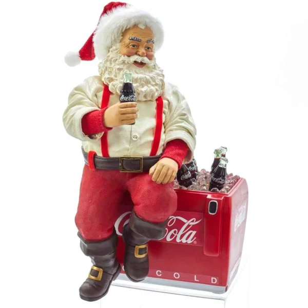 Kurt Adler 10.5-Inch Coca-Cola® Santa Sitting On Cooler Table Piece