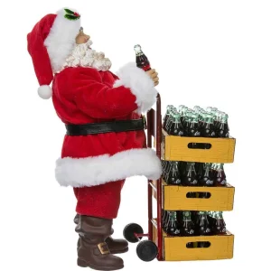Kurt Adler 10.5-Inch Coca-Cola Santa With Delivery Cart Set Of 2 Pieces