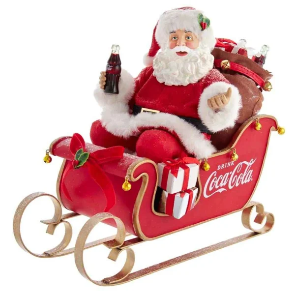 Kurt Adler 10-Inch Coca-Cola Santa In Sleigh Table Piece