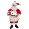 Kurt Adler 10.5-Inch Fabriche Santa And Tray Of Santa Face Cake