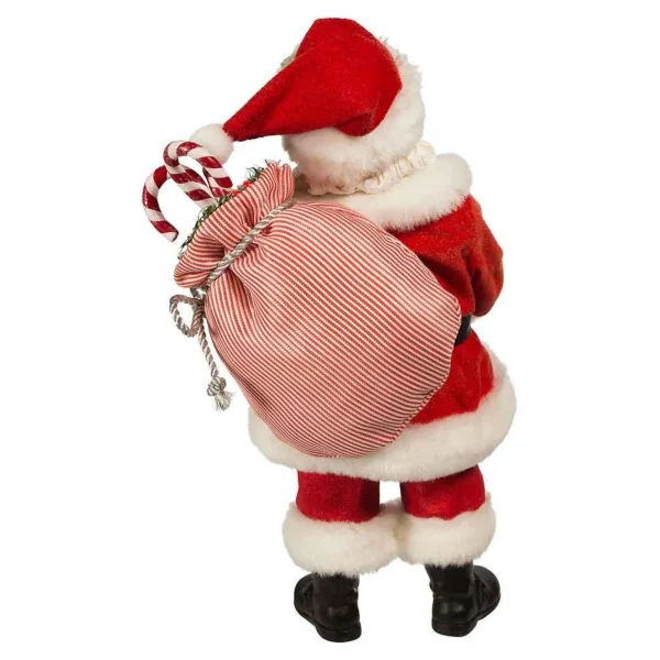 Kurt Adler 10.5-Inch Fabriche Santa With Candy Cane Tray