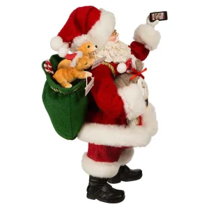 Kurt Adler 11-Inch Fabriche Santa Taking Selfie