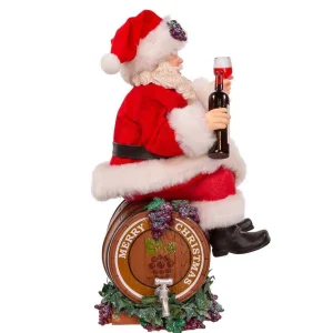 Kurt Adler 10.5-Inch Fabriche Santa Sitting On Wine Barrel
