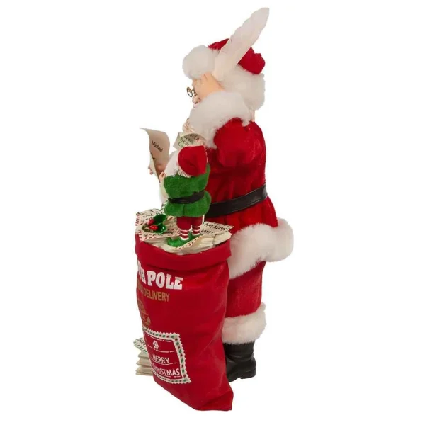 Kurt Adler 10.5-Inch Fabriche Santa With Mail And Elf