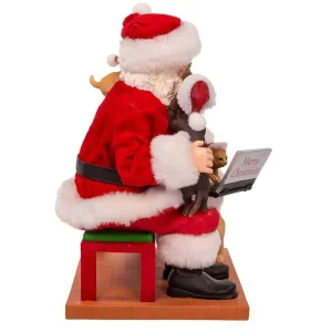 Kurt Adler 9-Inch Fabriche Santa With Laptop And Pets