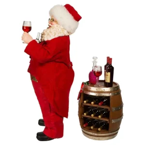 Kurt Adler 10.5-Inch Fabriche Wine Tasting Santa, 2 Piece Set