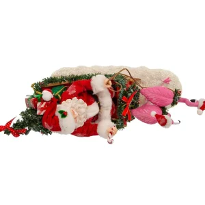 Kurt Adler 10-Inch Fabriche Flamingos Pulling Santa Sleigh