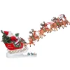 Kurt Adler 24-Inch Fabriche Musical Santa With Eight Reindeer, Set Of 2 Pieces