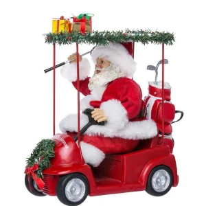 Kurt Adler 11.25-Inch Fabriche Santa Driving Golf Cart