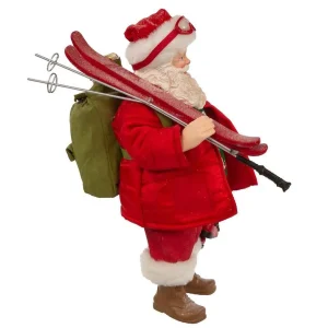 Kurt Adler 10.5-Inch Fabriche Santa With Skis