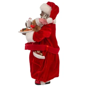 Kurt Adler 10.5-Inch Fabriche Black Santa In Pajamas And Robe