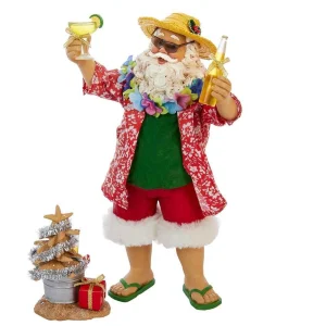 Kurt Adler 10-Inch Fabriche' Beach Santa Set Of 2 Pieces