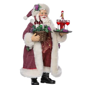 Kurt Adler 11.5-Inch Fabriche Santa With Wine Basket