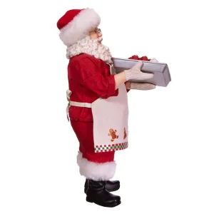 Kurt Adler 10.5-Inch Fabriche Santa And Tray Of Santa Face Cake