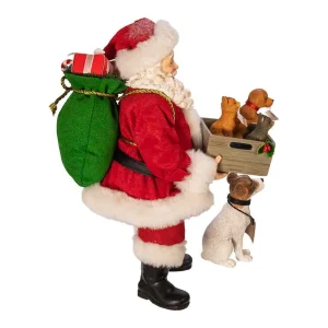 Kurt Adler 10.5-Inch Fabriche™ Adopt-A-Pet Santa With Dog, 2 Piece Set