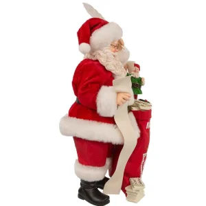 Kurt Adler 10.5-Inch Fabriche Santa With Mail And Elf