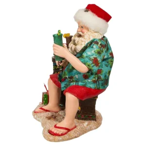 Kurt Adler 12-Inch Fabriche Tiki Beach Santa