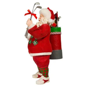 Kurt Adler 10.5-Inch Fabriche Golf Santa Table Piece