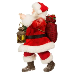 Kurt Adler 10.5-Inch Fabriche Santa With Wreath And Lantern