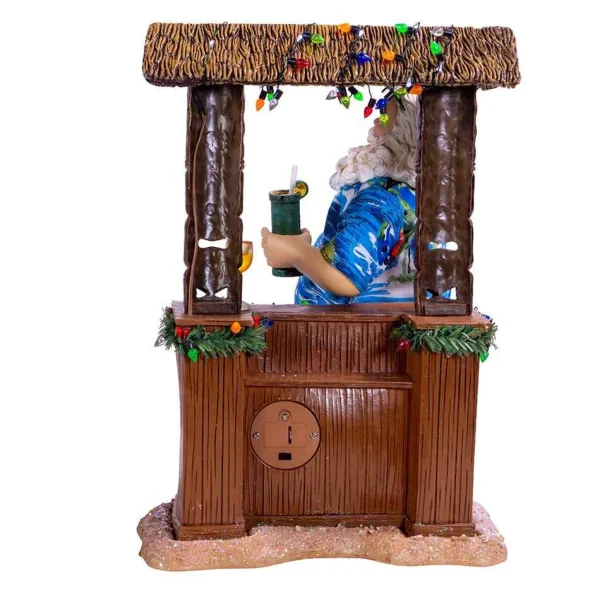 Kurt Adler 11-Inch Fabriche™ Beach Santa Sitting At Tiki Bar