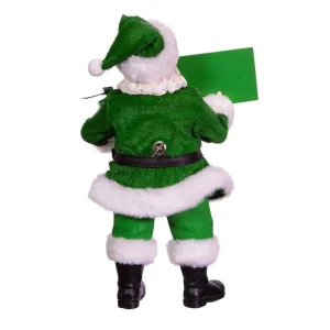 Kurt Adler 10.5-Inch Fabriche Musical Irish Santa Gift Box And Sign
