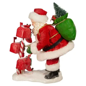 Kurt Adler 10.5-Inch Fabriche Santa Checking Mail