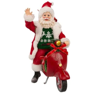 Kurt Adler 10-Inch Fabriche Santa On Scooter