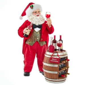 Kurt Adler 10.5-Inch Fabriche Wine Tasting Santa, 2 Piece Set