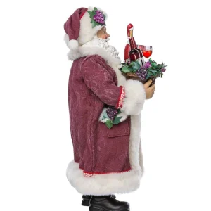 Kurt Adler 11.5-Inch Fabriche Santa With Wine Basket