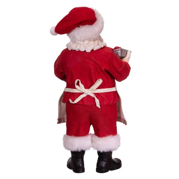 Kurt Adler 10.5-Inch Fabriche Santa And Tray Of Santa Face Cake