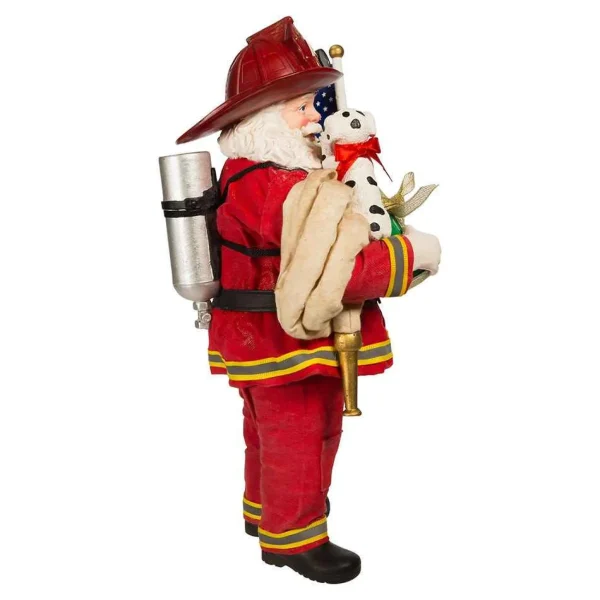 Kurt Adler 10.5-Inch Fabriche Fireman Santa With American Flag