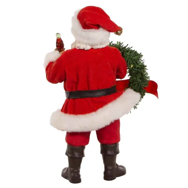 Kurt Adler 10.5-Inch Fabriche™ Coca-Cola® Battery Operated Santa With Lighted Wreath