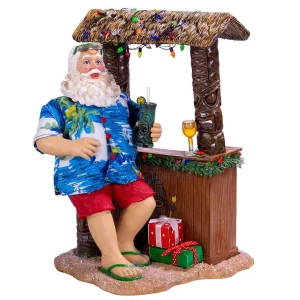Kurt Adler 11-Inch Fabriche™ Beach Santa Sitting At Tiki Bar